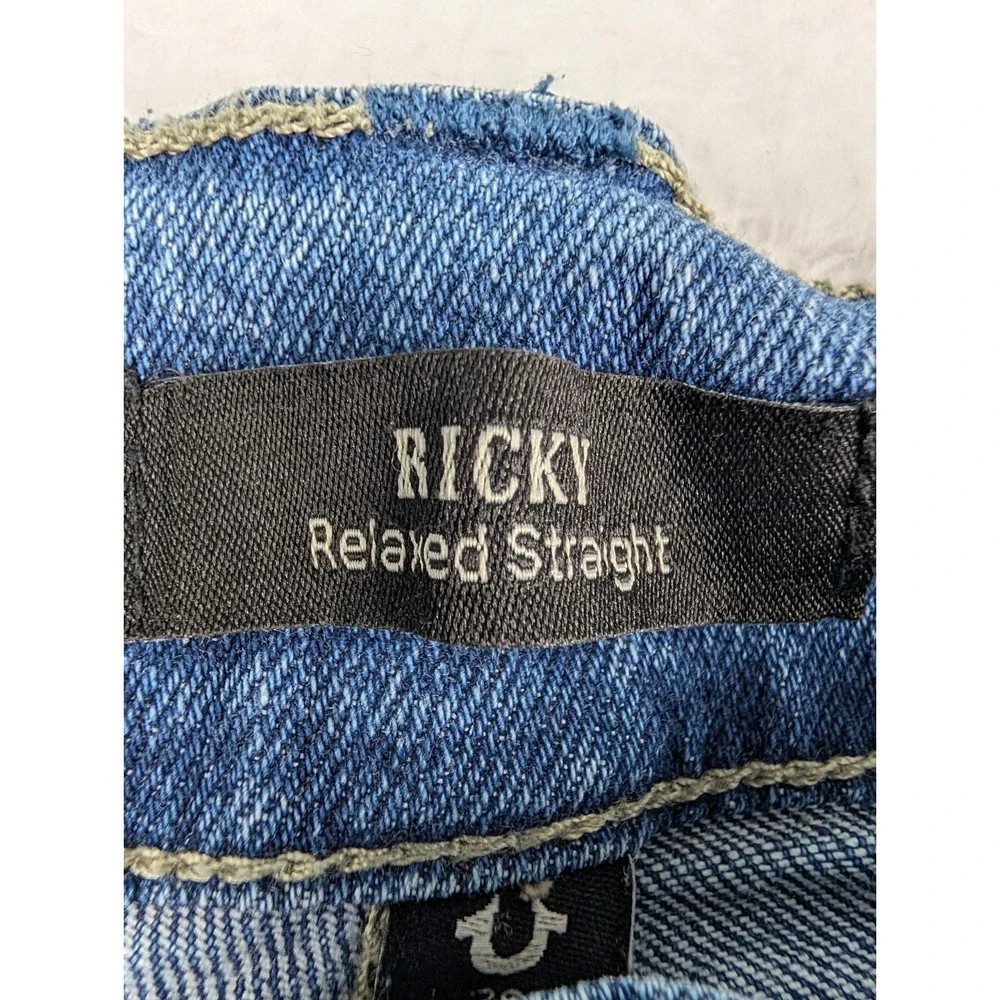 True Religion Ricky Jeans Men's Size 36x33 Relaxed Straight Blue Denim Cotton